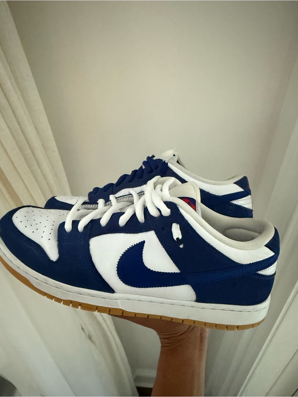 Nike SB low Dunks - LA Dodgers - Men's Low-Top Sneakers - White and Navy Blue